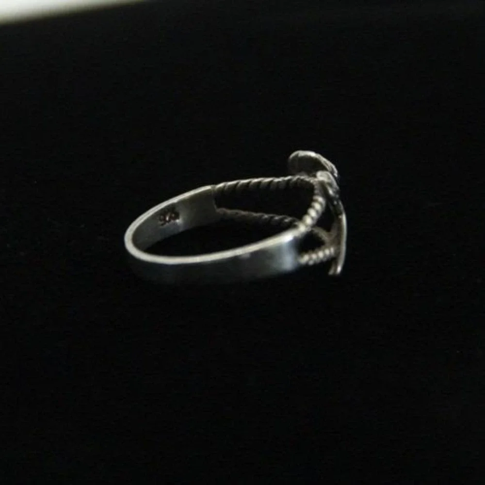 Sterling Silver Rose Flower Leaf Twisted Rope Band Ring Size 5.25